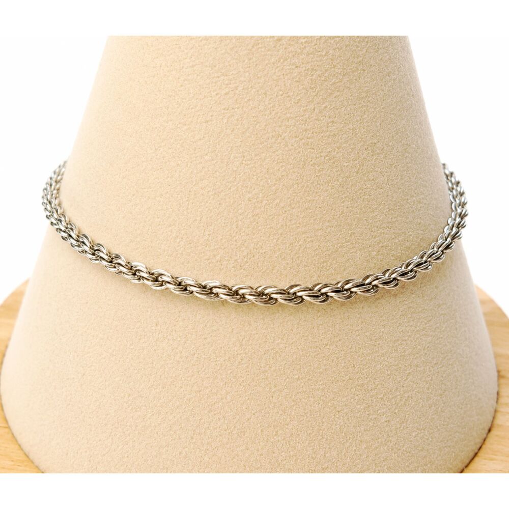 925 Sterling Silver Twisted Rope Chain Bracelet 6.75” 3.4g Spring Ring